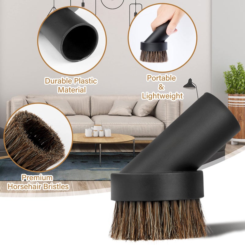 TXIN 4 Pieces Soft Horsehair Bristle Vacuum Attachments Dusting Brush Cleaner Dust Brush, Small Round Corner/Track Cleaning Tools Vacuum Brushes Replacement, Inner Dia 32mm/1.26 in - Image 3